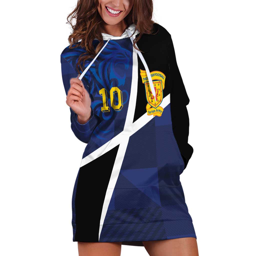 Custom Scottish Football Hoodie Dress Lion and Tartan Patchwork Pattern
