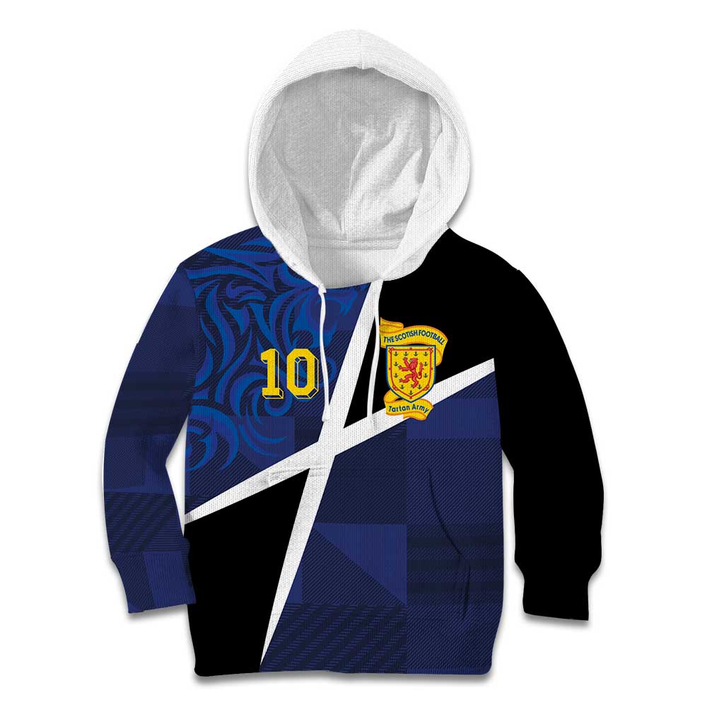 Custom Scottish Football Kid Hoodie Lion and Tartan Patchwork Pattern