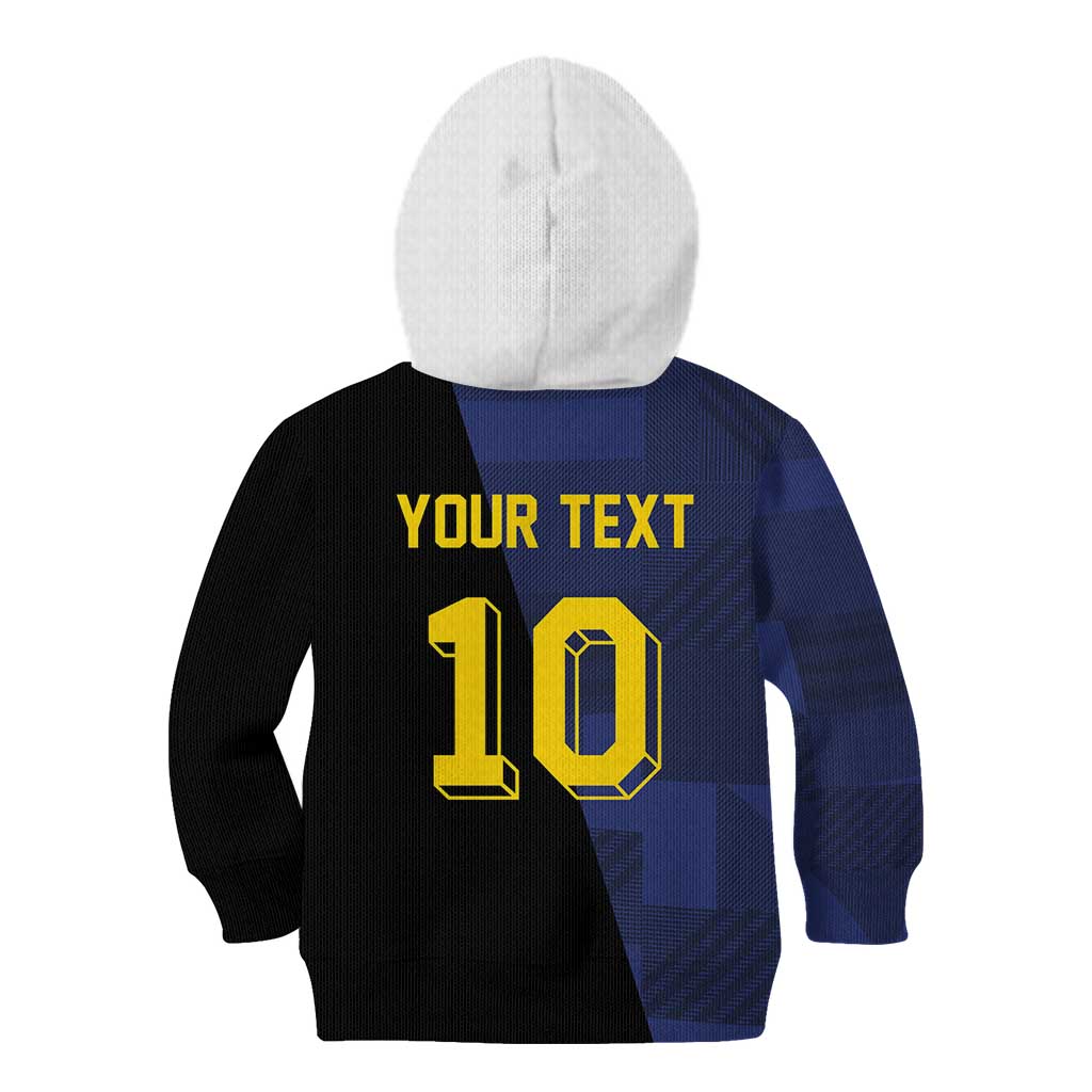 Custom Scottish Football Kid Hoodie Lion and Tartan Patchwork Pattern