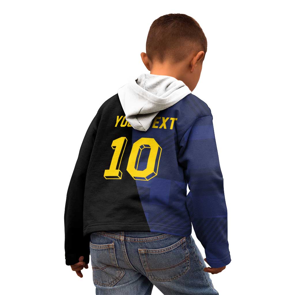 Custom Scottish Football Kid Hoodie Lion and Tartan Patchwork Pattern