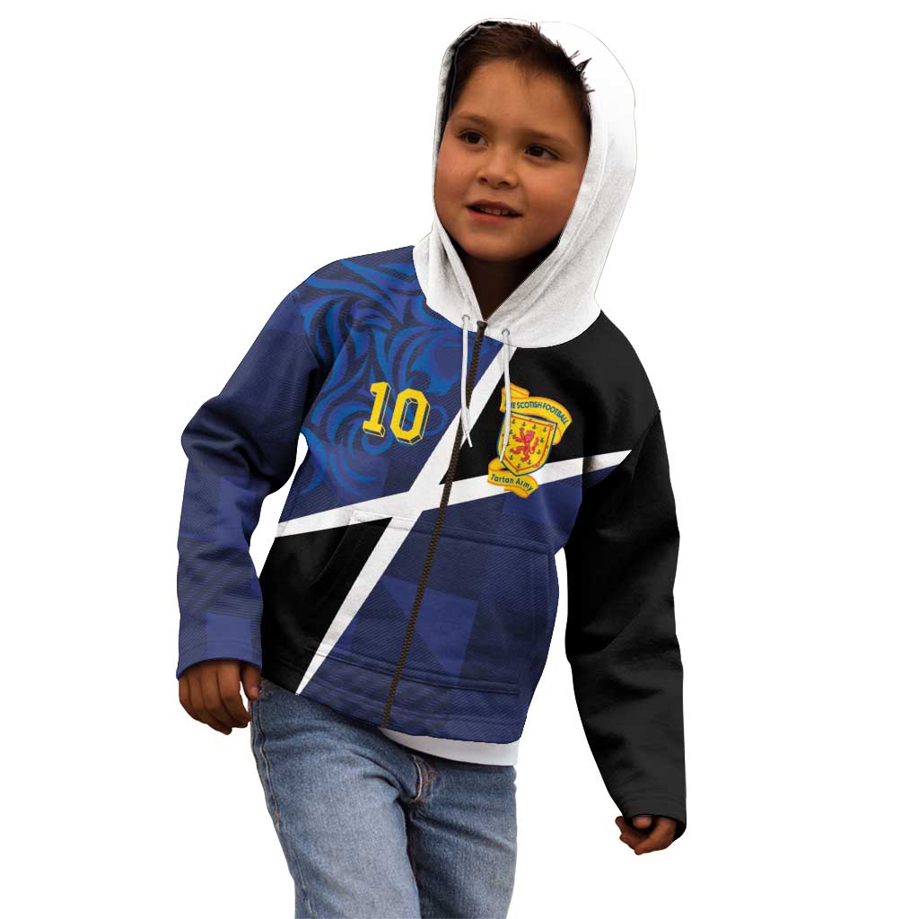 Custom Scottish Football Kid Hoodie Lion and Tartan Patchwork Pattern