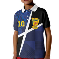 Custom Scottish Football Kid Polo Shirt Lion and Tartan Patchwork Pattern