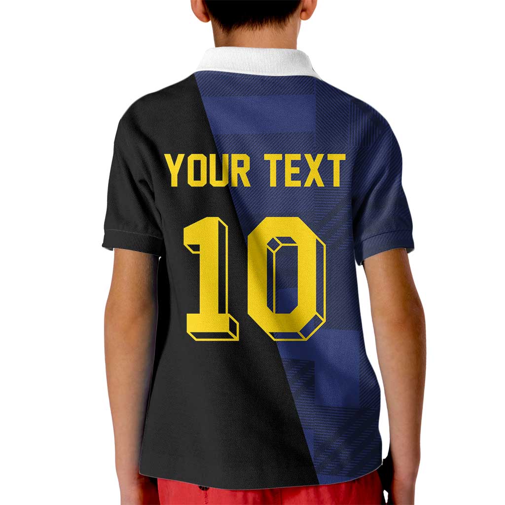 Custom Scottish Football Kid Polo Shirt Lion and Tartan Patchwork Pattern