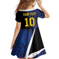 Custom Scottish Football Kid Short Sleeve Dress Lion and Tartan Patchwork Pattern