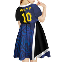 Custom Scottish Football Kid Short Sleeve Dress Lion and Tartan Patchwork Pattern