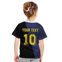 Custom Scottish Football Kid T Shirt Lion and Tartan Patchwork Pattern