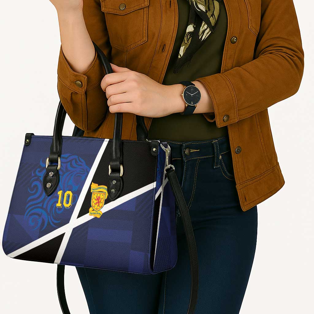 Custom Scottish Football Leather Bag Lion and Tartan Patchwork Pattern