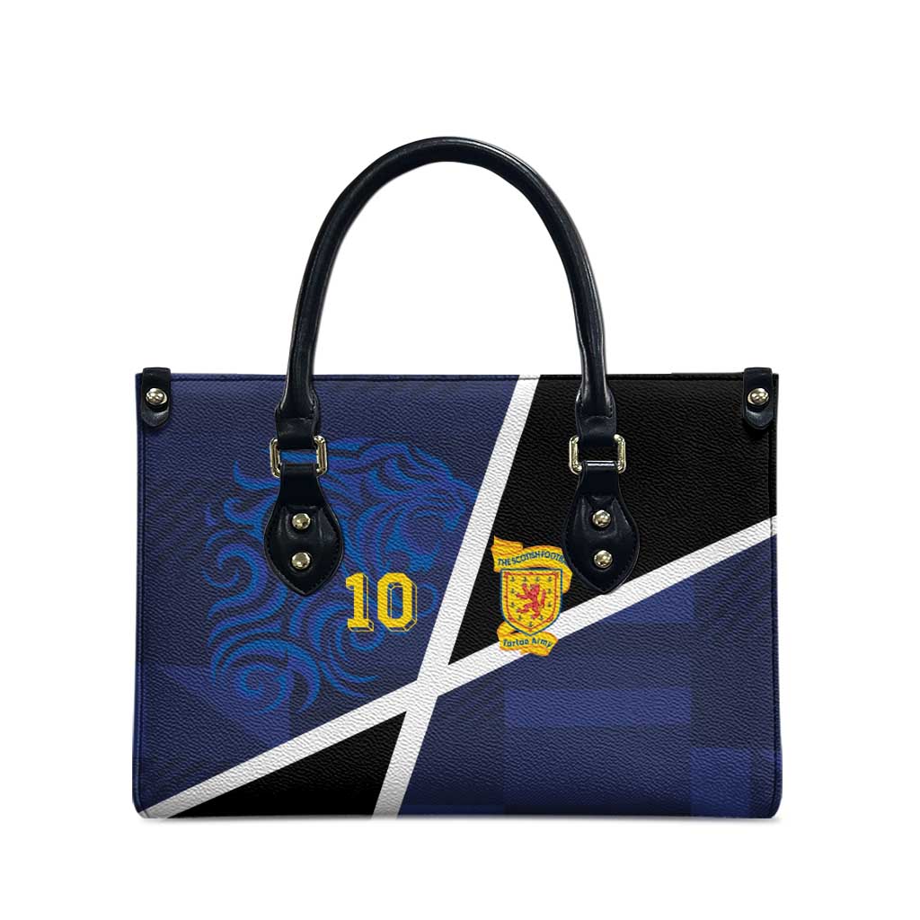 Custom Scottish Football Leather Bag Lion and Tartan Patchwork Pattern