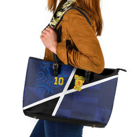 Custom Scottish Football Leather Tote Bag Lion and Tartan Patchwork Pattern