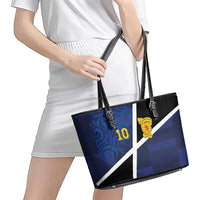 Custom Scottish Football Leather Tote Bag Lion and Tartan Patchwork Pattern