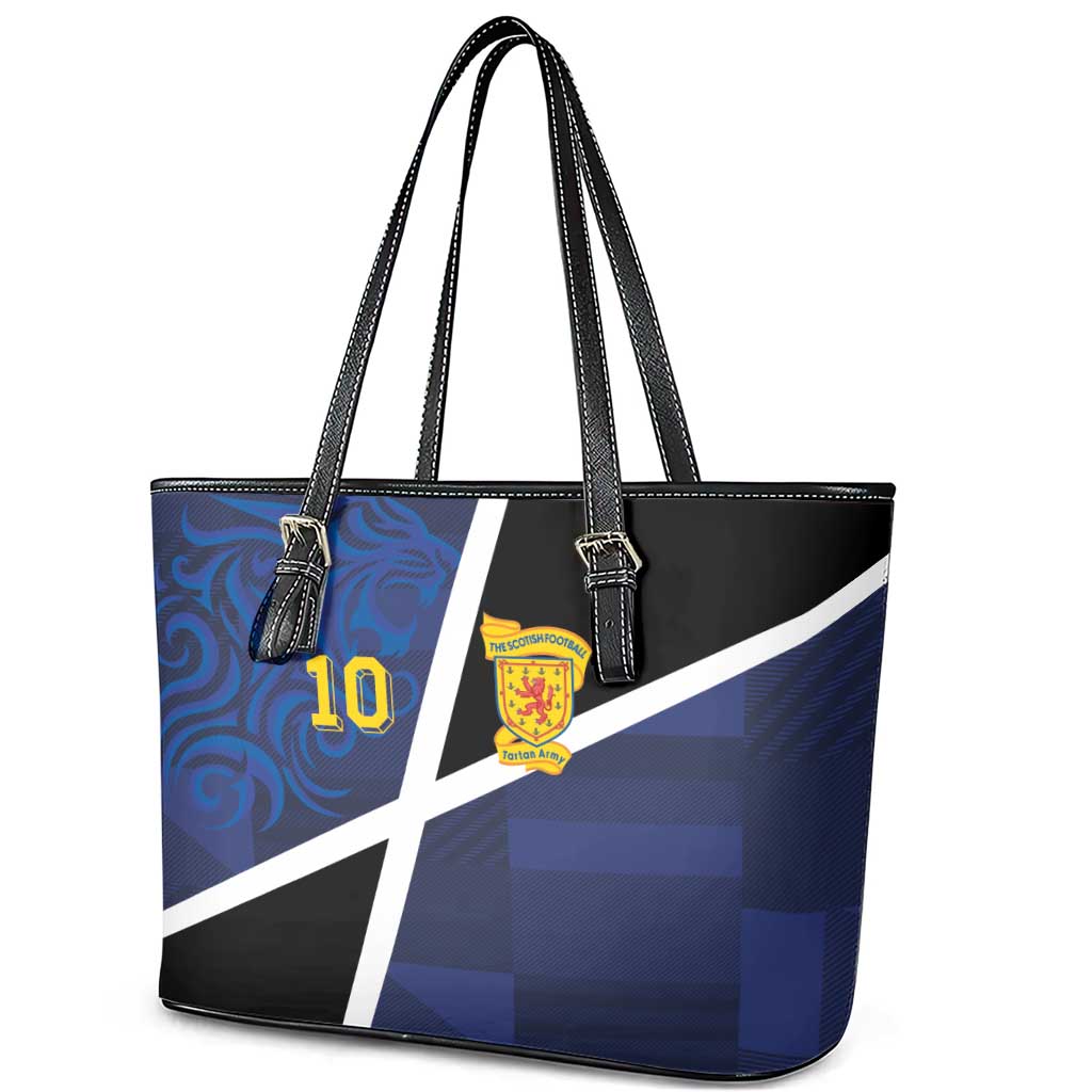 Custom Scottish Football Leather Tote Bag Lion and Tartan Patchwork Pattern