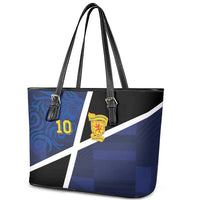 Custom Scottish Football Leather Tote Bag Lion and Tartan Patchwork Pattern