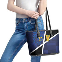 Custom Scottish Football Leather Tote Bag Lion and Tartan Patchwork Pattern