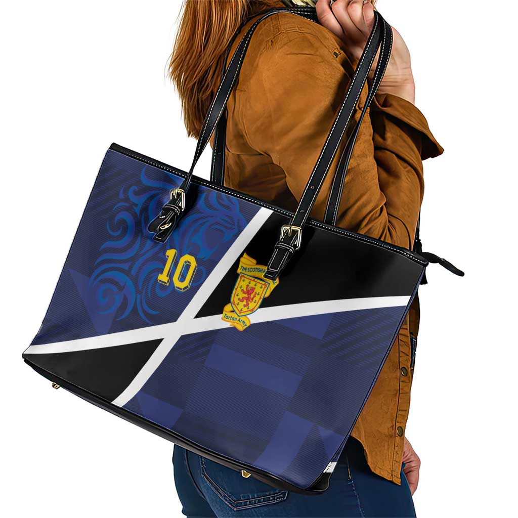 Custom Scottish Football Leather Tote Bag Lion and Tartan Patchwork Pattern
