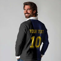 Custom Scottish Football Long Sleeve Polo Shirt Lion and Tartan Patchwork Pattern