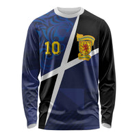 Custom Scottish Football Long Sleeve Shirt Lion and Tartan Patchwork Pattern