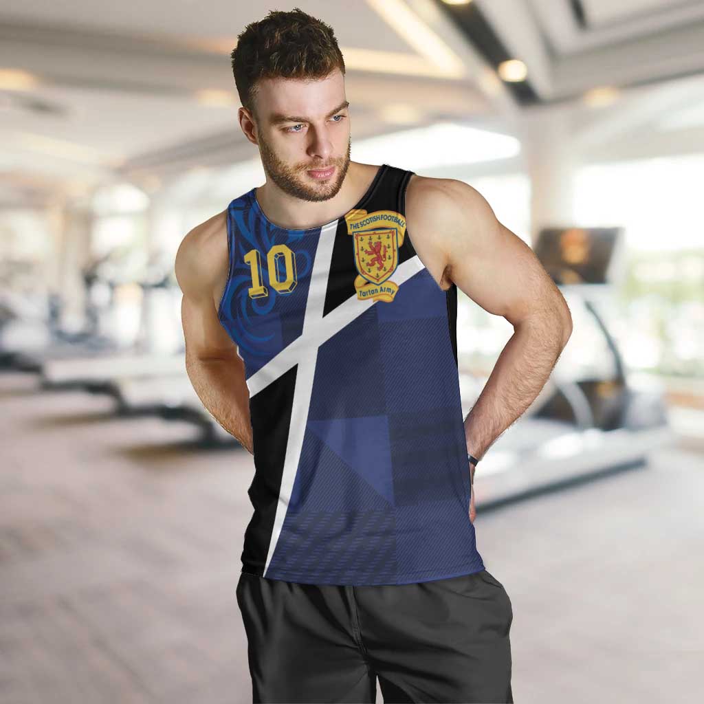 Custom Scottish Football Men Tank Top Lion and Tartan Patchwork Pattern