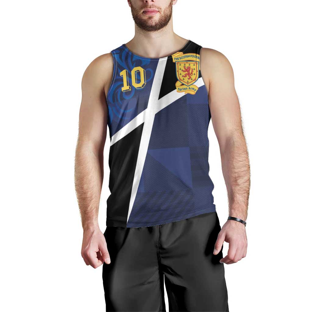 Custom Scottish Football Men Tank Top Lion and Tartan Patchwork Pattern