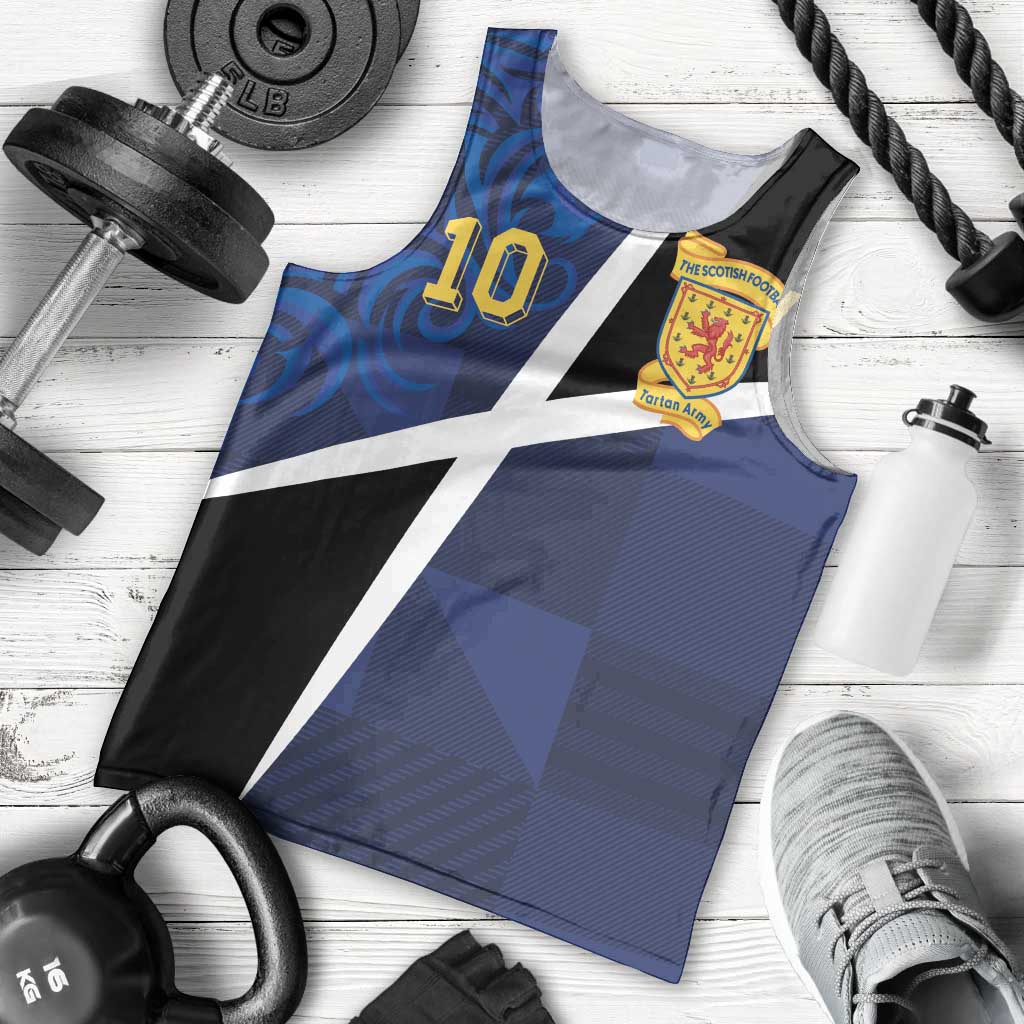 Custom Scottish Football Men Tank Top Lion and Tartan Patchwork Pattern
