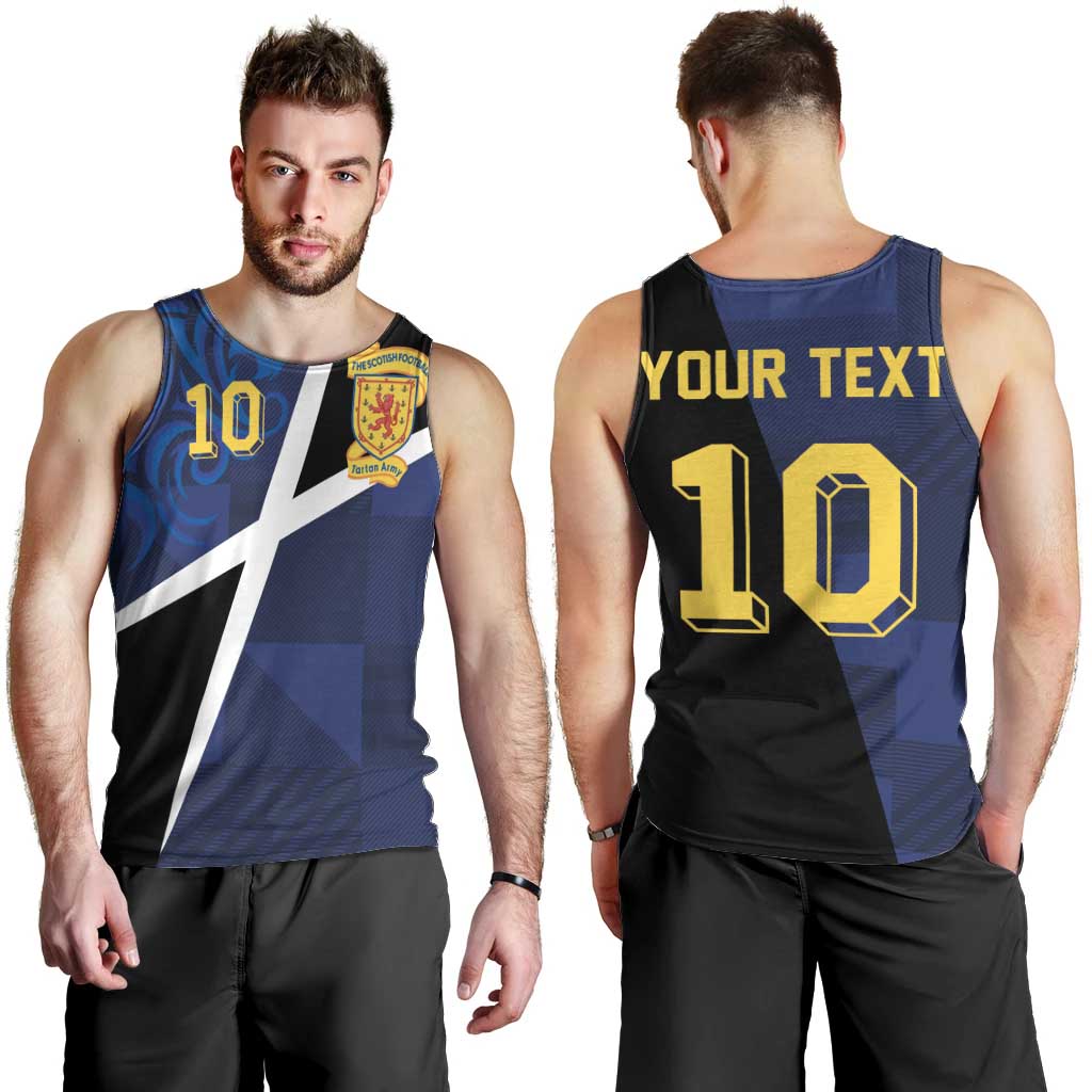 Custom Scottish Football Men Tank Top Lion and Tartan Patchwork Pattern