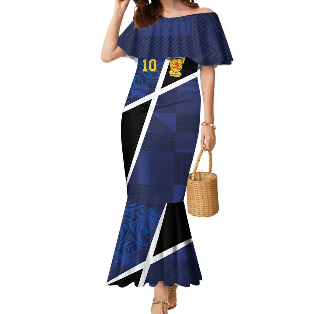 Custom Scottish Football Mermaid Dress Lion and Tartan Patchwork Pattern