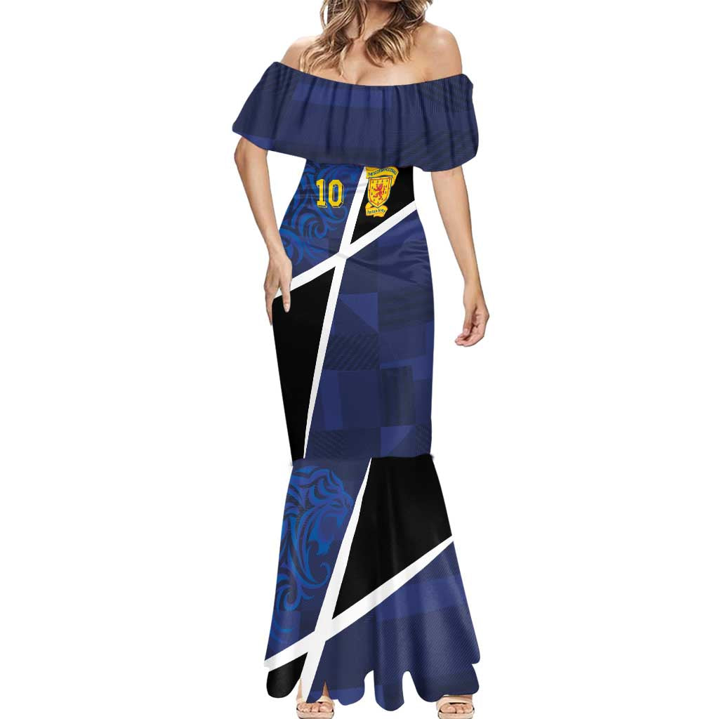 Custom Scottish Football Mermaid Dress Lion and Tartan Patchwork Pattern