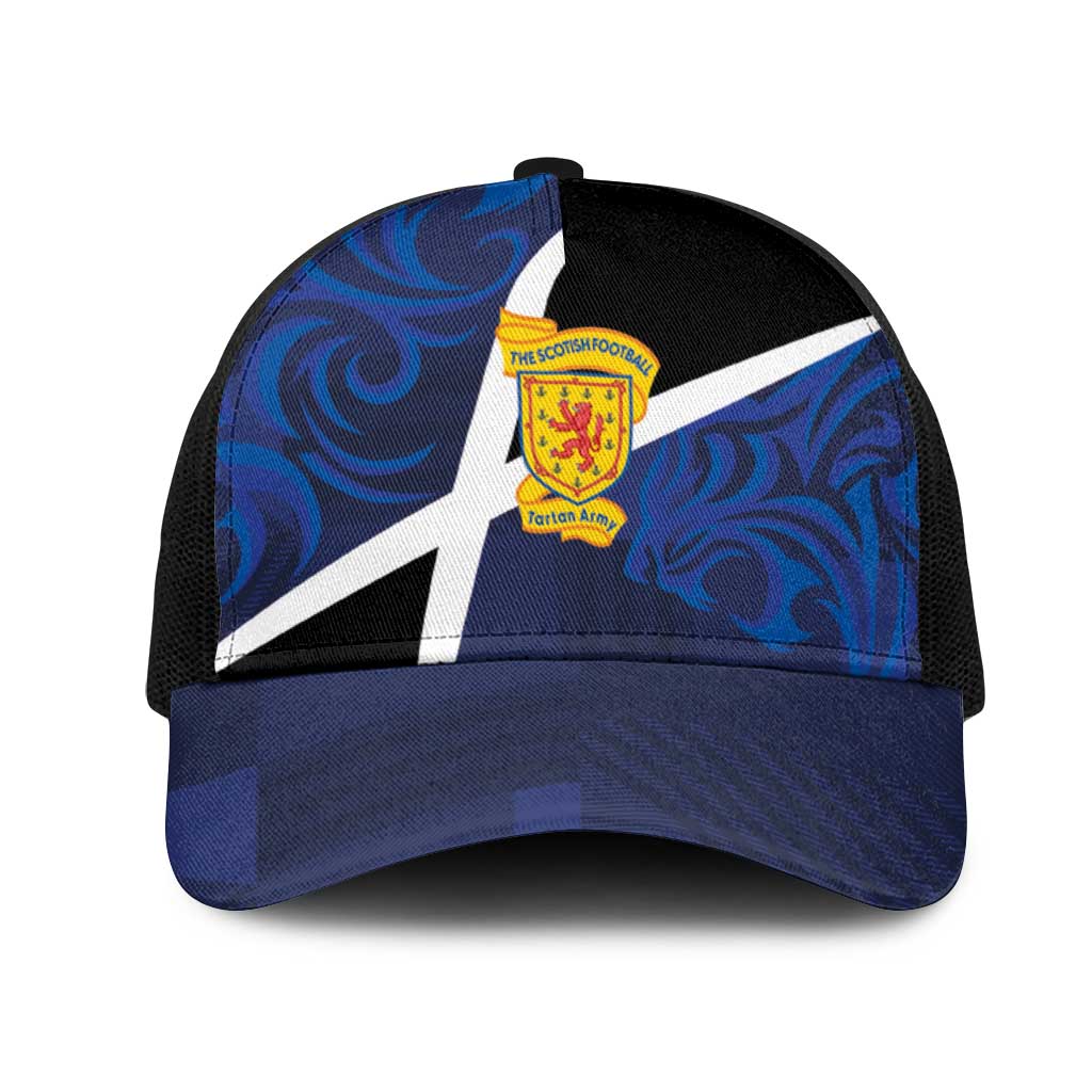 Scottish Football Mesh Trucker Cap Lion and Tartan Patchwork Pattern