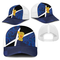 Scottish Football Mesh Trucker Cap Lion and Tartan Patchwork Pattern