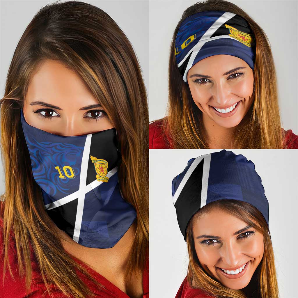 Custom Scottish Football Neck Gaiter Lion and Tartan Patchwork Pattern