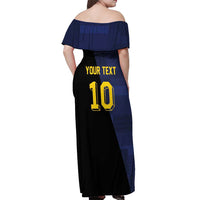 Custom Scottish Football Off Shoulder Maxi Dress Lion and Tartan Patchwork Pattern