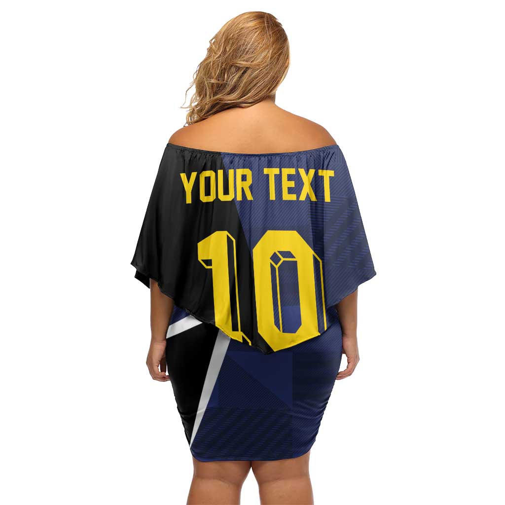 Custom Scottish Football Off Shoulder Short Dress Lion and Tartan Patchwork Pattern