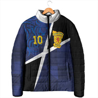 Custom Scottish Football Padded Jacket Lion and Tartan Patchwork Pattern