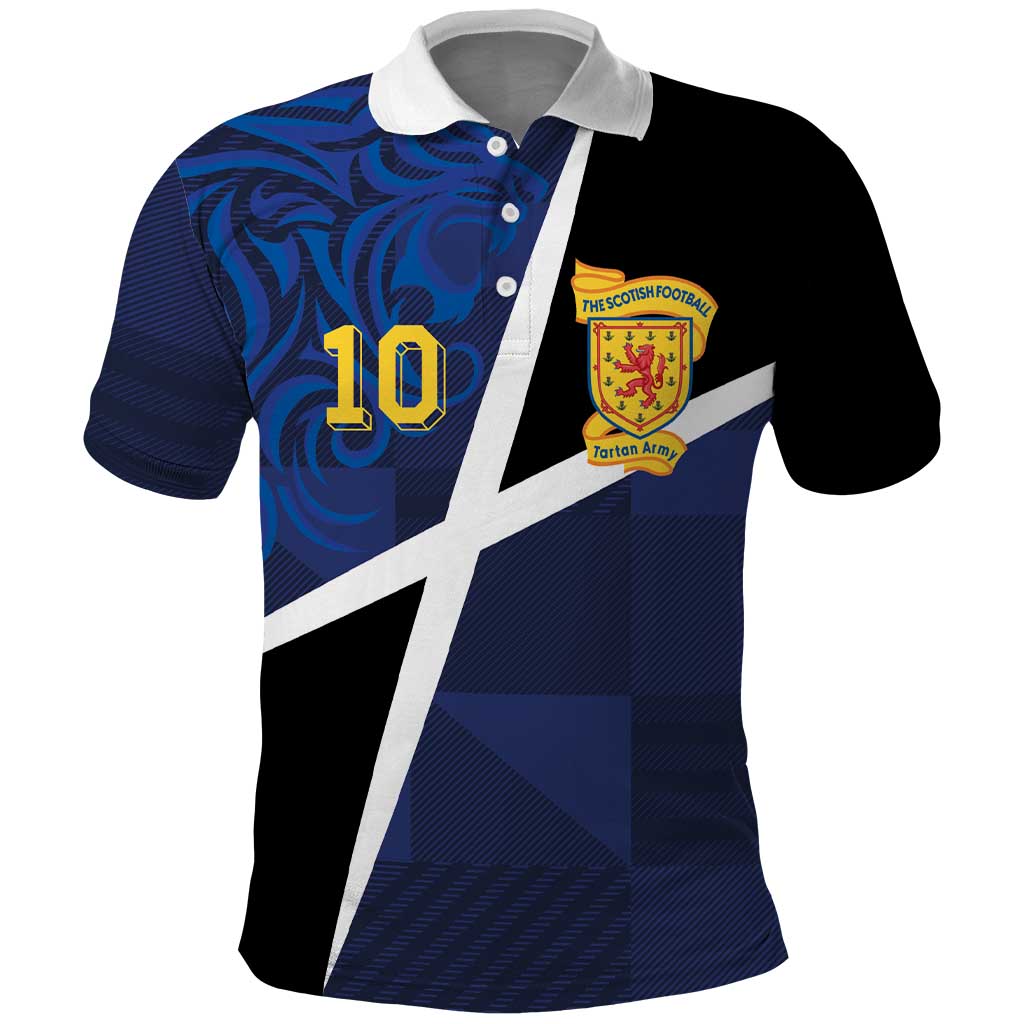 Custom Scottish Football Polo Shirt Lion and Tartan Patchwork Pattern