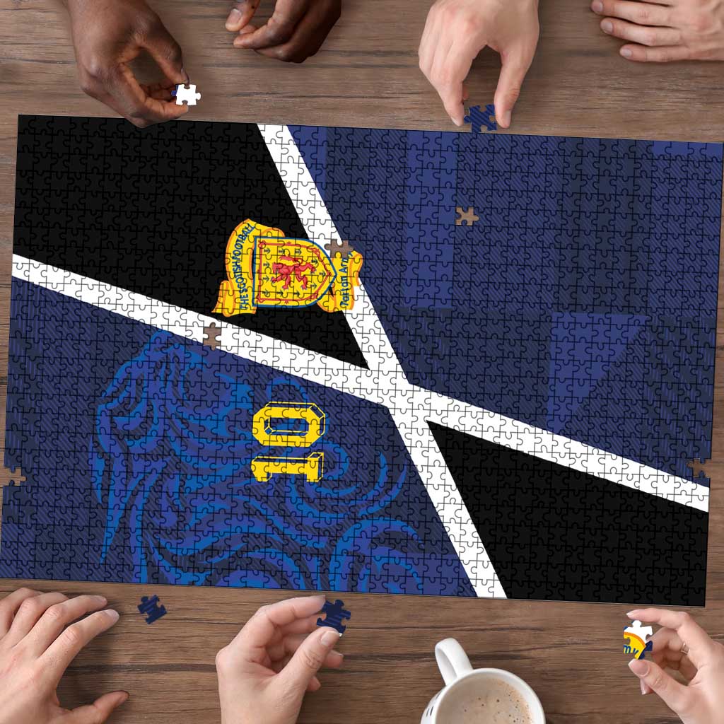 Custom Scottish Football Puzzle Lion and Tartan Patchwork Pattern