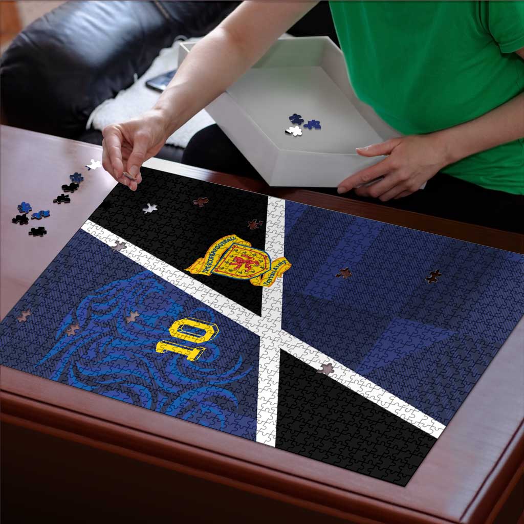 Custom Scottish Football Puzzle Lion and Tartan Patchwork Pattern