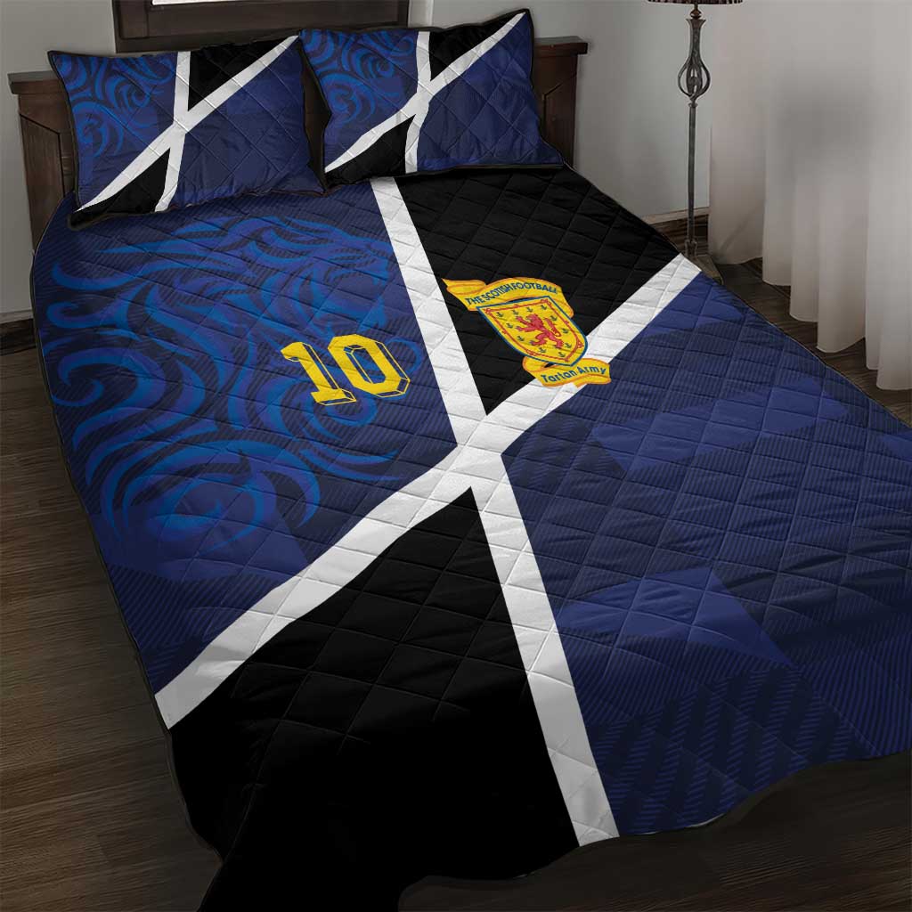 Custom Scottish Football Quilt Bed Set Lion and Tartan Patchwork Pattern