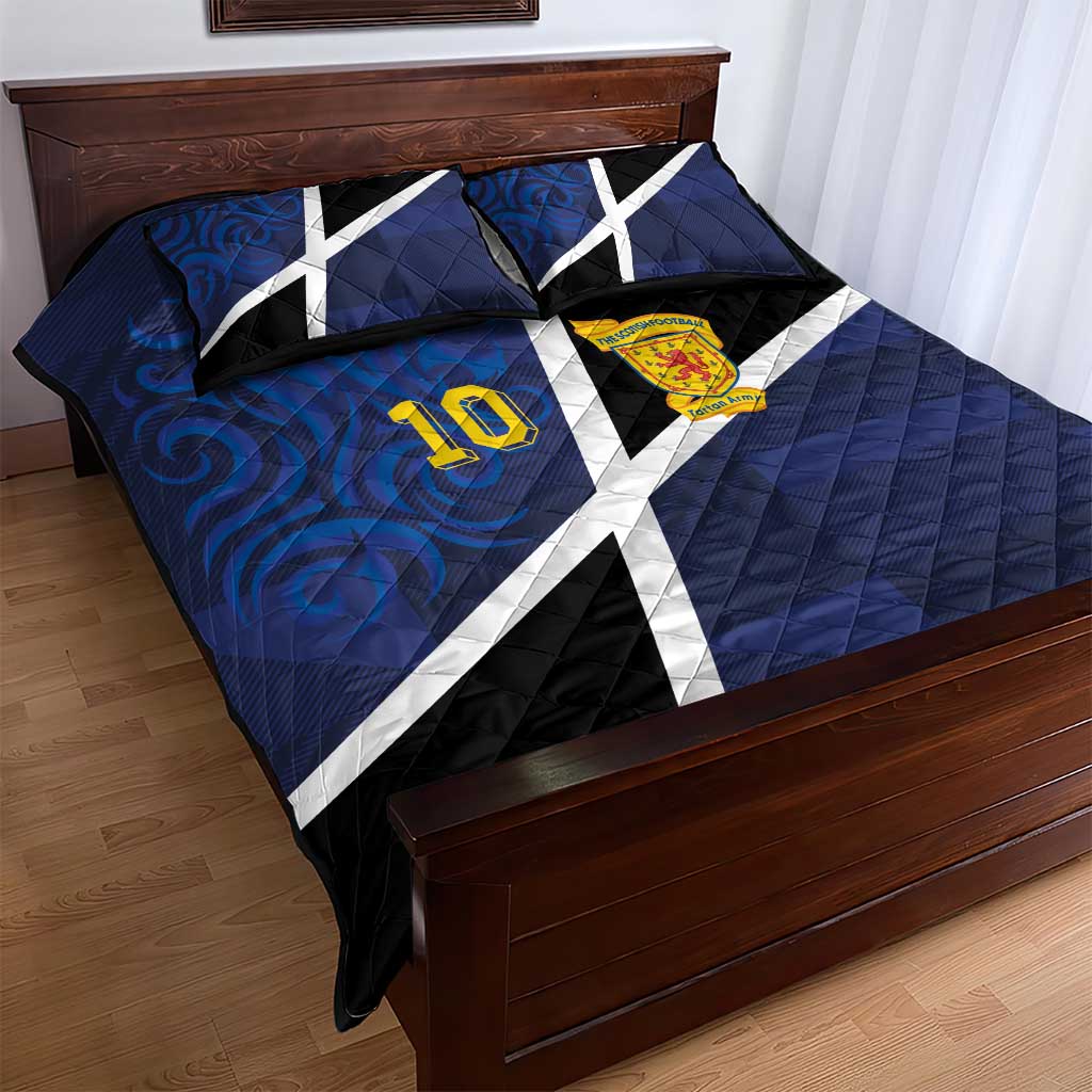 Custom Scottish Football Quilt Bed Set Lion and Tartan Patchwork Pattern