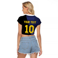Custom Scottish Football Raglan Cropped T Shirt Lion and Tartan Patchwork Pattern