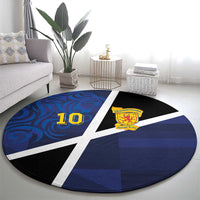 Custom Scottish Football Round Carpet Lion and Tartan Patchwork Pattern