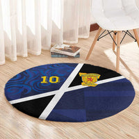 Custom Scottish Football Round Carpet Lion and Tartan Patchwork Pattern
