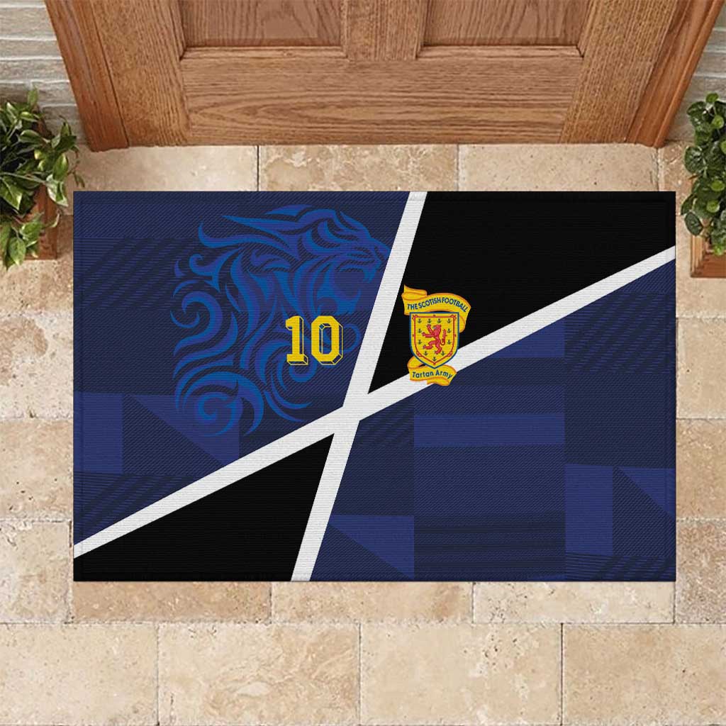 Custom Scottish Football Rubber Doormat Lion and Tartan Patchwork Pattern