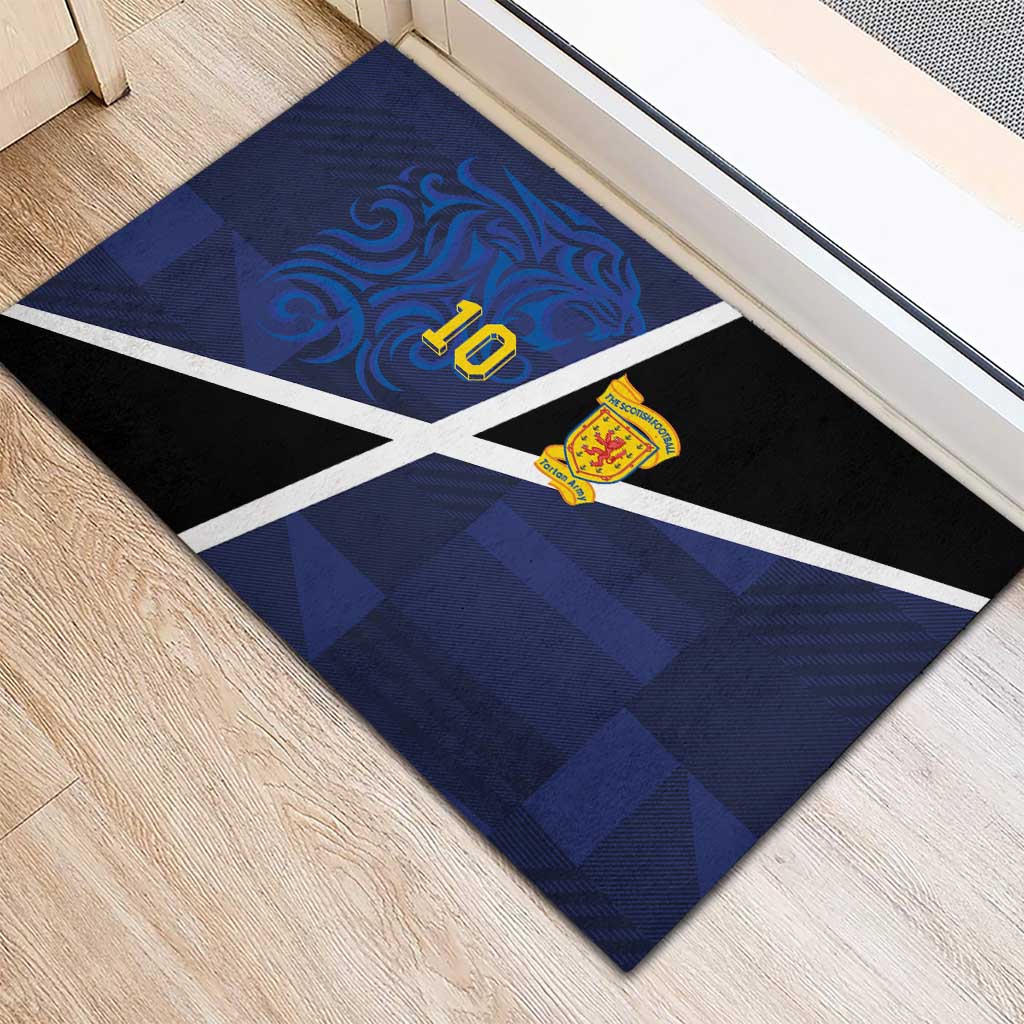 Custom Scottish Football Rubber Doormat Lion and Tartan Patchwork Pattern