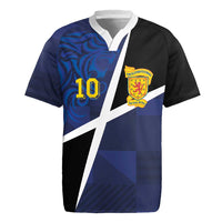 Custom Scottish Football Rugby Jersey Lion and Tartan Patchwork Pattern