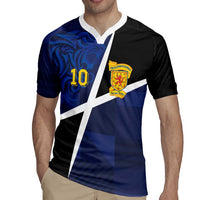 Custom Scottish Football Rugby Jersey Lion and Tartan Patchwork Pattern