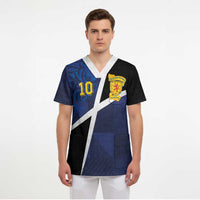 Custom Scottish Football Scrub Top Lion and Tartan Patchwork Pattern