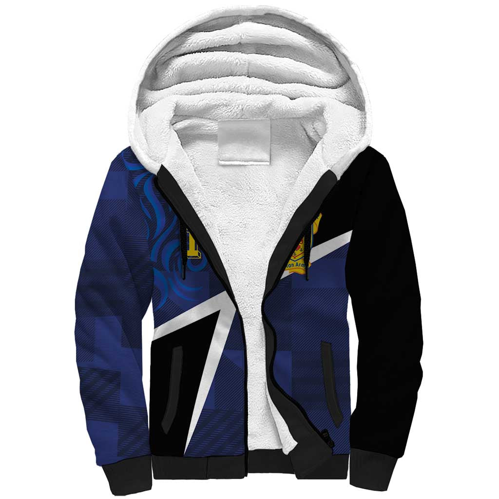 Custom Scottish Football Sherpa Hoodie Lion and Tartan Patchwork Pattern