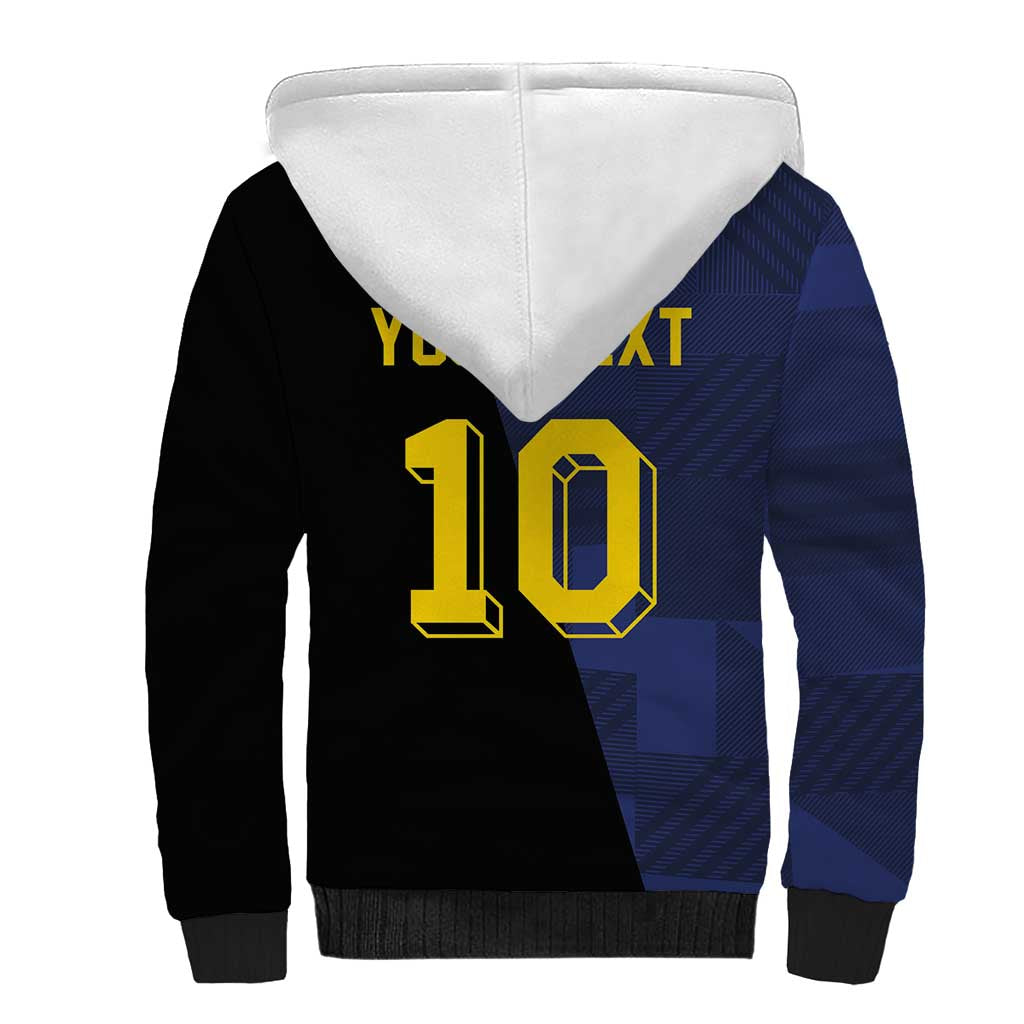 Custom Scottish Football Sherpa Hoodie Lion and Tartan Patchwork Pattern