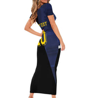 Custom Scottish Football Short Sleeve Bodycon Dress Lion and Tartan Patchwork Pattern