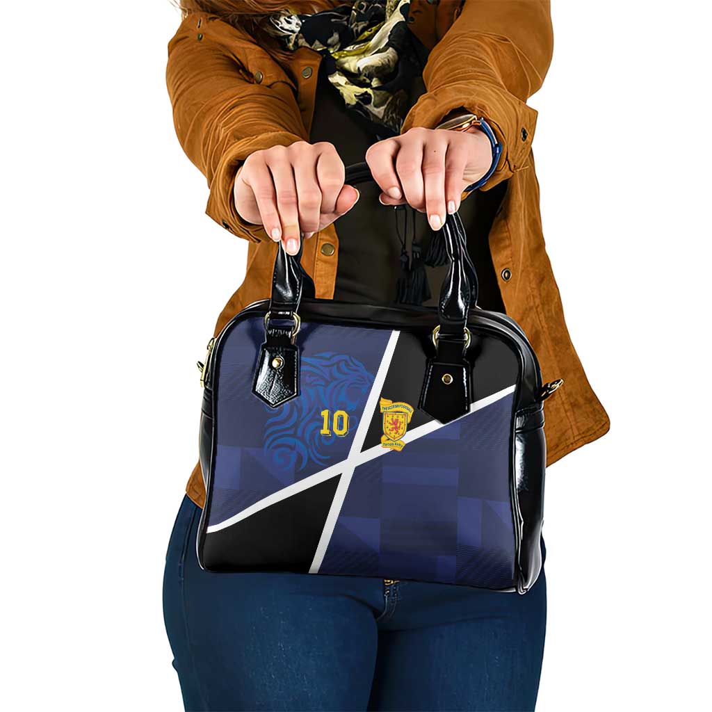 Custom Scottish Football Shoulder Handbag Lion and Tartan Patchwork Pattern