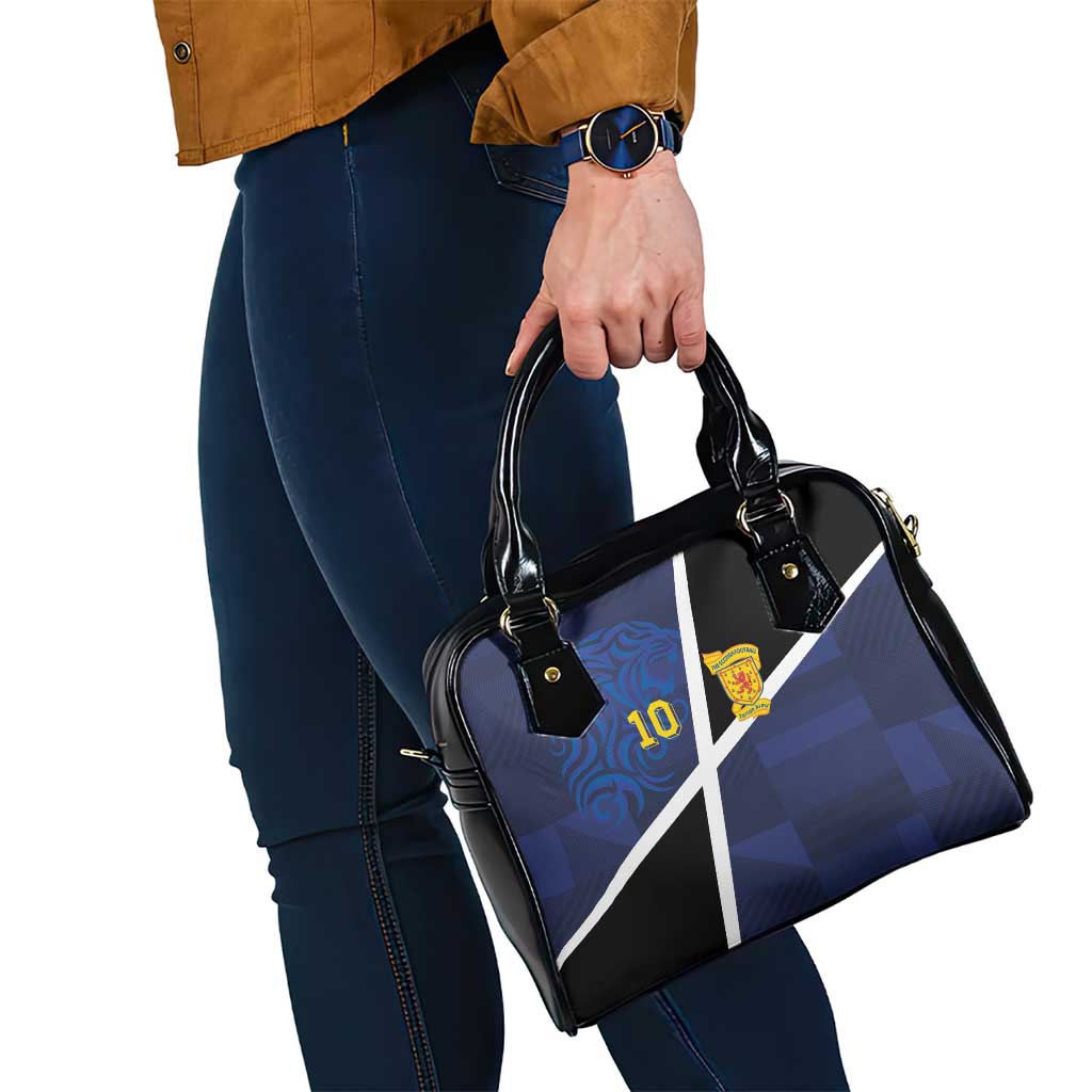Custom Scottish Football Shoulder Handbag Lion and Tartan Patchwork Pattern